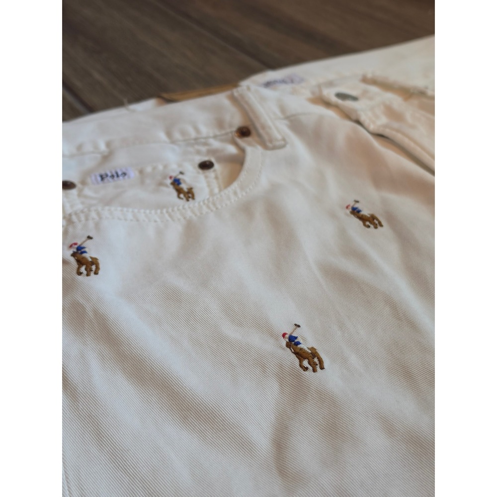 Polo Ralph Lauren Sullivan Slim Jeans Mens 32x30 White All Over Pony Embroidered
